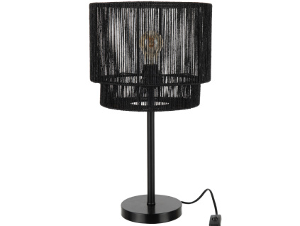Černá látková stolní lampa J-line Tale