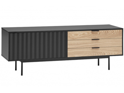 Černý lakovaný TV stolek Teulat Sierra 140 x 40 cm