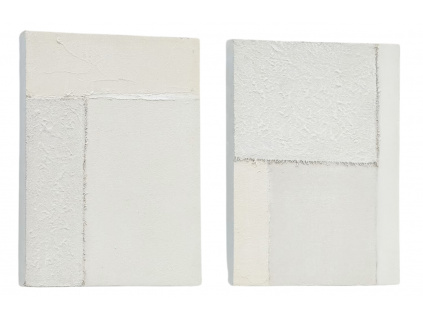 Set dvou bílých abstraktních obrazů Kave Home Pineda 30 x 40 cm
