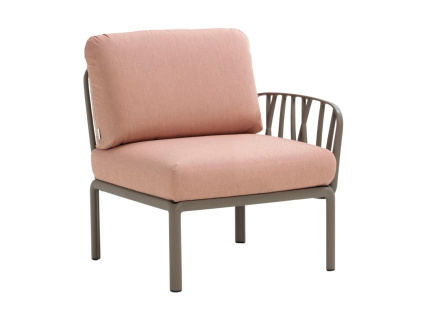 Růžový látkový zahradní koncový modul Komodo s hnědošedou podnoží