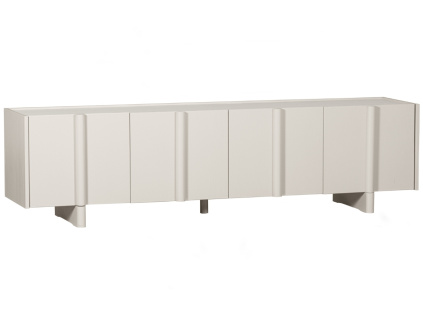 Šedobéžový dřevěný TV stolek Basu 200 x 46 cm