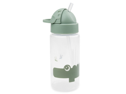 Zelená plastová láhev s brčkem Done by Deer Croco 350 ml