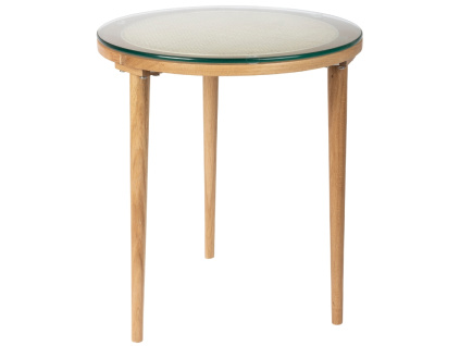 Dubový odkládací stolek WLL HARU 45 cm se skleněnou deskou