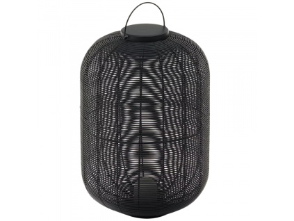 Černá zahradní LED lampa z umělého ratanu Kave Home Saranella 55 cm