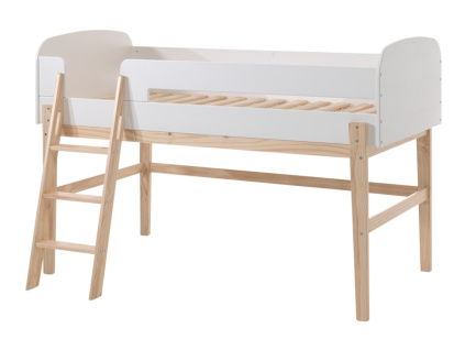 Bílá lakovaná patrová postel Vipack Kiddy 90 x 200 cm