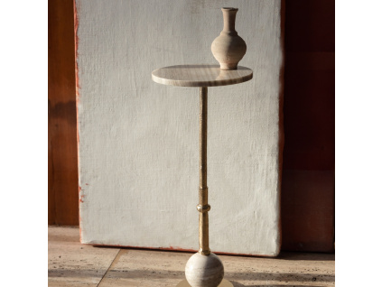 Béžový mramorový odkládací stolek DUTCHBONE EVEREST 85 cm