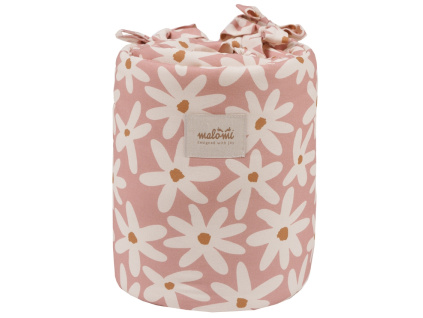Růžový bavlněný mantinel do postýlky Blush Daisies 210 cm
