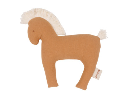 Oranžová bavlněná hračka Horse s chrastítkem