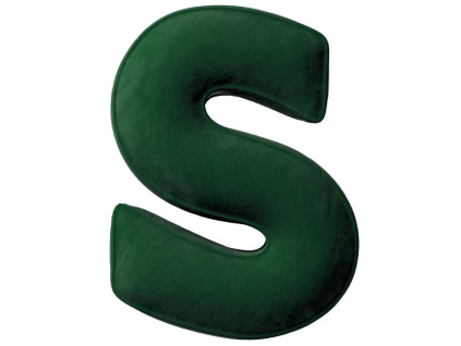 Tmavě zelený sametový polštář písmeno S 40 cm