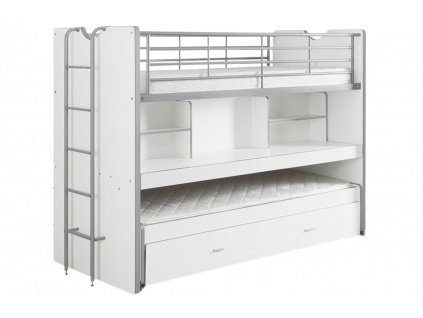 Bílá dvoupatrová postel se stolkem Vipack Bonny 200 x 90 cm