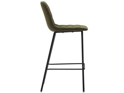 Tmavě zelená čalouněná barová židle Kave Home Zunilda 65 cm