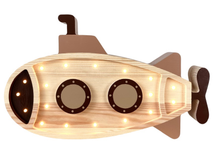 Barevná dřevěná dětská LED lampa Ponorka II. 40 cm