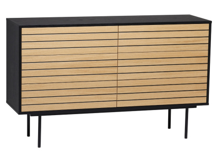 Černá dubová komoda Woodman Stripe 140 x 40 cm