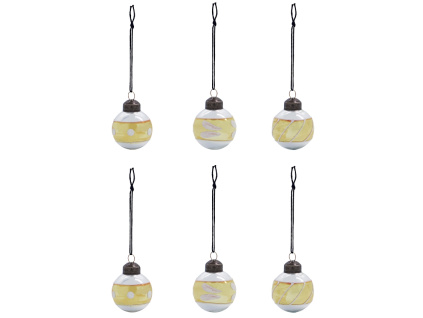 Set šesti zlatých skleněných vánočních ozdob Glowi 4 cm
