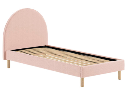 Růžová bouclé postel Vipack Moon 90 x 200 cm