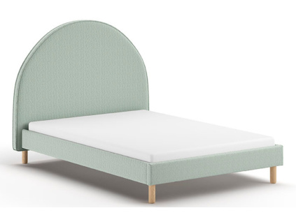 Zelená bouclé postel Vipack Moon 140 x 200 cm