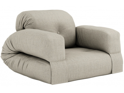Šedé lněné rozkládací křeslo Karup Design Hippo