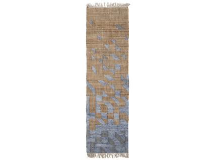 Béžovo-modrý jutový běhoun Bloomingville Vikka 75 x 245 cm