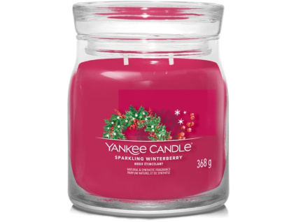 Střední vonná svíčka Yankee Candle Sparkling Winterberry Signature