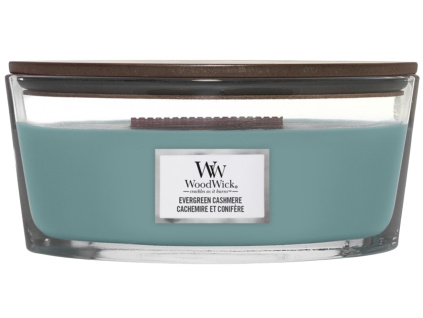 Vonná svíčka WoodWick loď, Evergreen Cashmere
