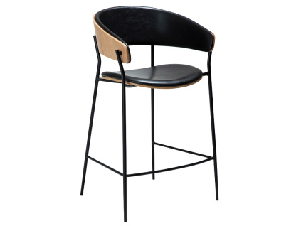 Dubová barová židle DAN-FORM Crib s koženkovým sedákem 63 cm