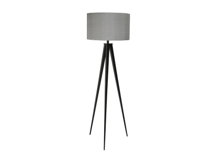 Černá stojací lampa ZUIVER TRIPOD s šedým stínidlem 157 cm