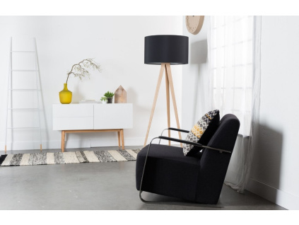 Přírodní stojací lampa ZUIVER TRIPOD s černým stínidlem