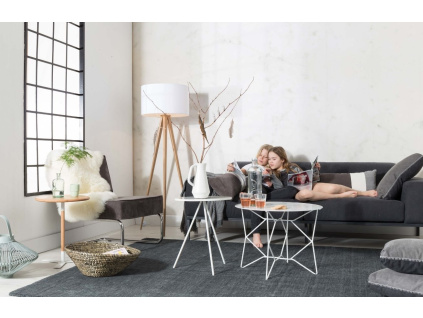 Přírodní stojací lampa ZUIVER TRIPOD s bílým stínidlem