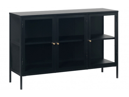 Černá kovová vitrína Unique Furniture Carmel 85 x 132 cm