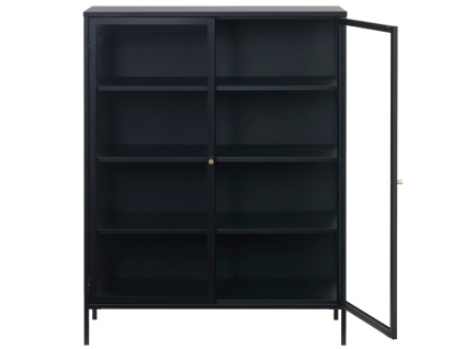 Černá kovová vitrína Unique Furniture Carmel 140 x 110 cm