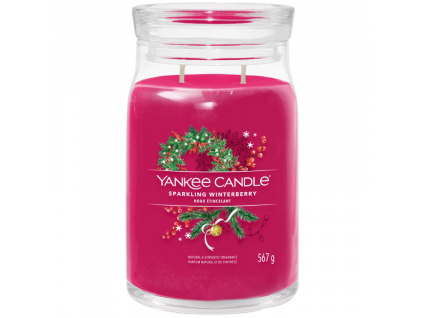 Velká vonná svíčka Yankee Candle Sparkling Winterberry White Signatur