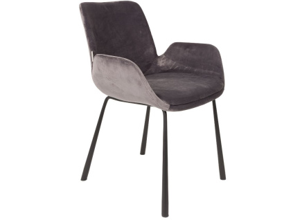 Tmavě šedá sametová jídelní židle ZUIVER BRIT