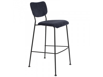 Tmavě modrá manšestrová barová židle ZUIVER BENSON 75,5 cm
