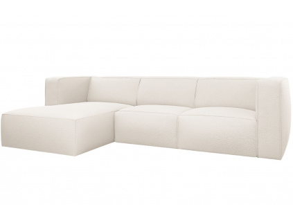 Béžová bouclé rohová pohovka CXL Muse 310 cm, levá