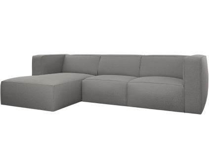 Šedá bouclé rohová pohovka CXL Muse 310 cm, levá