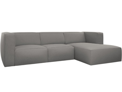 Šedá bouclé rohová pohovka CXL Muse 310 cm, pravá