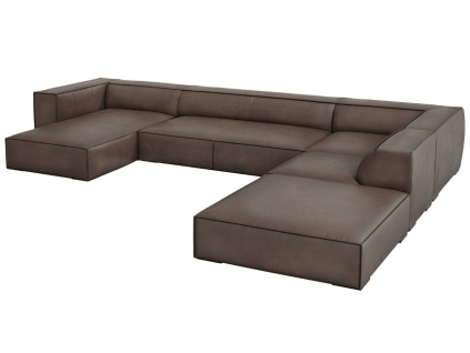Hnědá kožená pohovka do "U" Windsor & Co Madame 365 cm, pravá