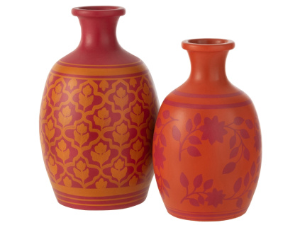 Oranžová keramická váza J-Line Floryn 38 cm