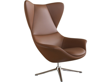 Koňakově hnědé kožené lounge křeslo FLEXLUX STILO II