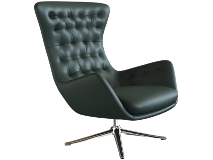 Tmavě zelené kožené lounge křeslo FLEXLUX SINI