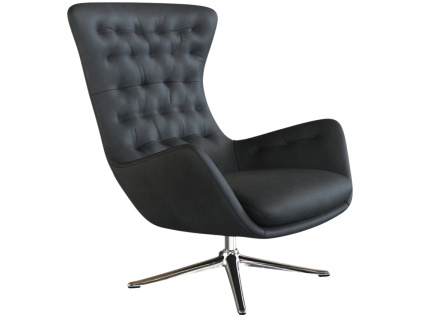 Černé kožené lounge křeslo FLEXLUX SINI