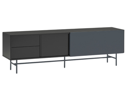 Antracitově šedý lakovaný TV stolek Teulat Nube 180 x 56 cm