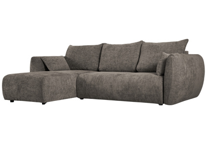 Šedá čalouněná rozkládací pohovka Cosmopolitan Design Matera 253 cm, leváŠedá čalouněná rozkládací pohovka Cosmopolitan Design Matera 253 cm, pravá