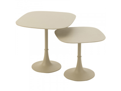 Set dvou béžových kovových odkládacích stolků J-line Iwore 41/49,5 cm
