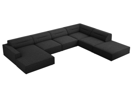 Černá čalouněná rohová pohovka do "U" Windsor & Co Lupus 364 cm, pravá