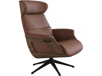 Hnědé kožené lounge křeslo FLEXLUX CLEMENT MEDIUM