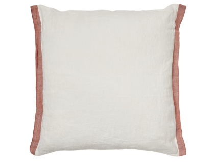 Bílo-červený lněný povlak na polštář Kave Home Suerta 45 x 45 cm