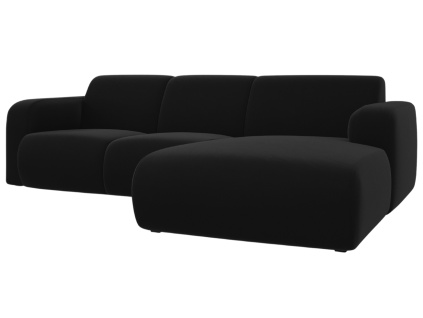Černá sametová rohová pohovka Windsor & Co Lola 250 cm, pravá