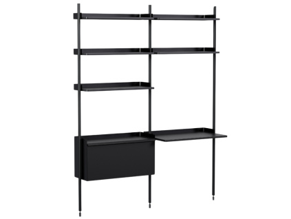 Černý kovový regál HAY Pier system 209 x 162 cm s psacím stolem