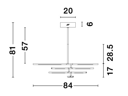 Černé kovové závěsné LED světlo Nova Luce Raccio 84 cm